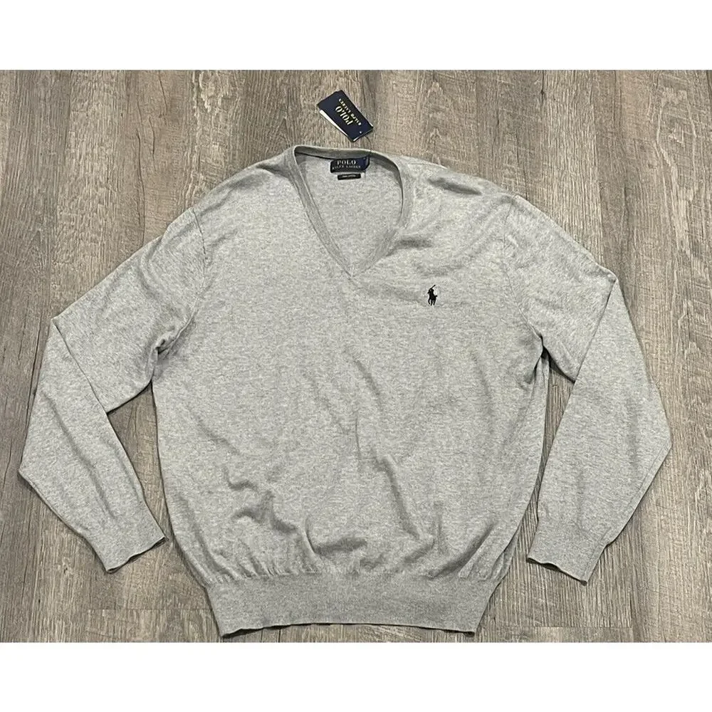 Polo Ralph Lauren Blue Pima Cotton Sweater Navy Blue Pony - XL NWT